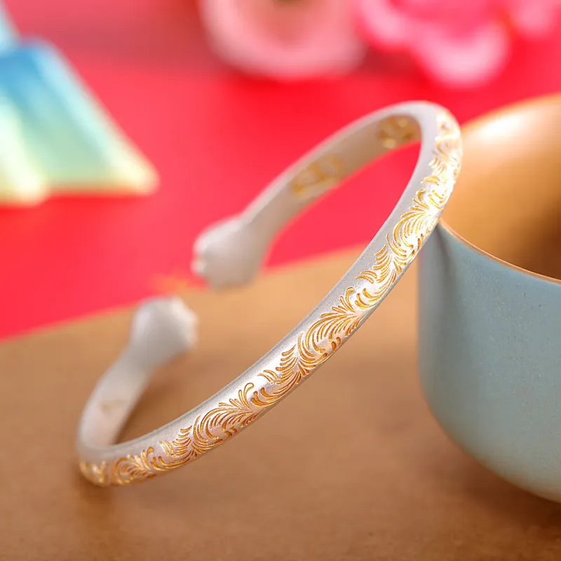LIUXIN 999 Fine Silver Bangles Women's-3