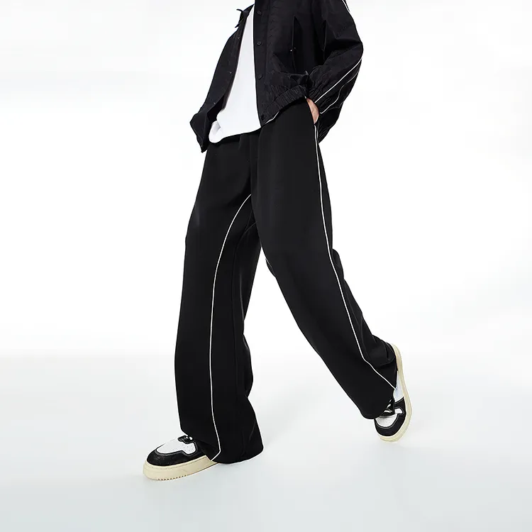 PEACEBIRD MEN Casual Pants Men Black Loose Fit-3