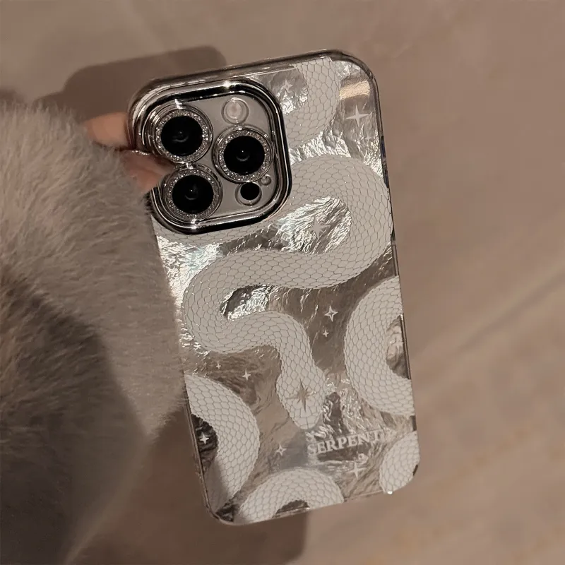 QIZHENG ABS+PC Material White Snake Phone Case Compatible With Apple 16 Pro Max/15/14/13/12/11-5