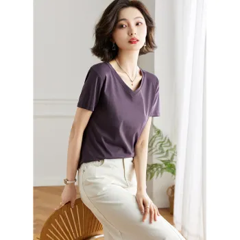 Love Elaine Summer Regular T Shirt Women's Purple Loose Fit