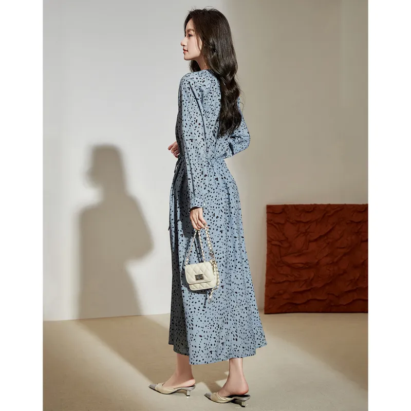 Love Elaine Spring Fall Long Sleeved Dress Women's Blue-0