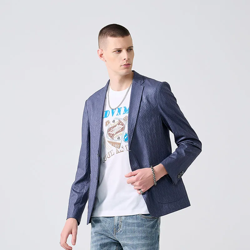 DAVID NAMAN Business Suits Men Light Gray Blue-8