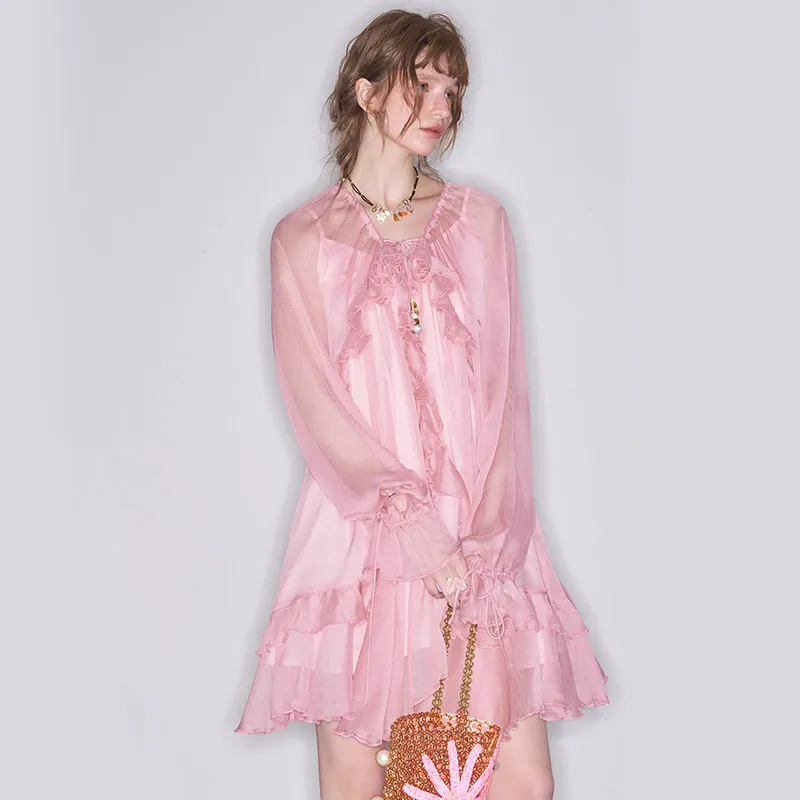 ELF SACK Dress Women's Romantic Fuchsia-3