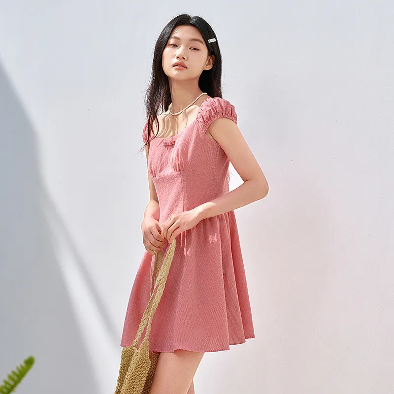 LEDIN Short Sleeved Dress Women's Cherry Red-5