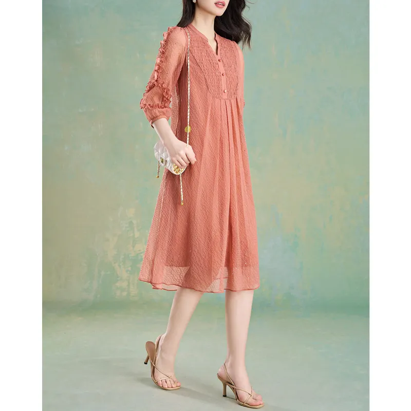 Mylan Summer Long Sleeved Dress Loose Fit Women's-4