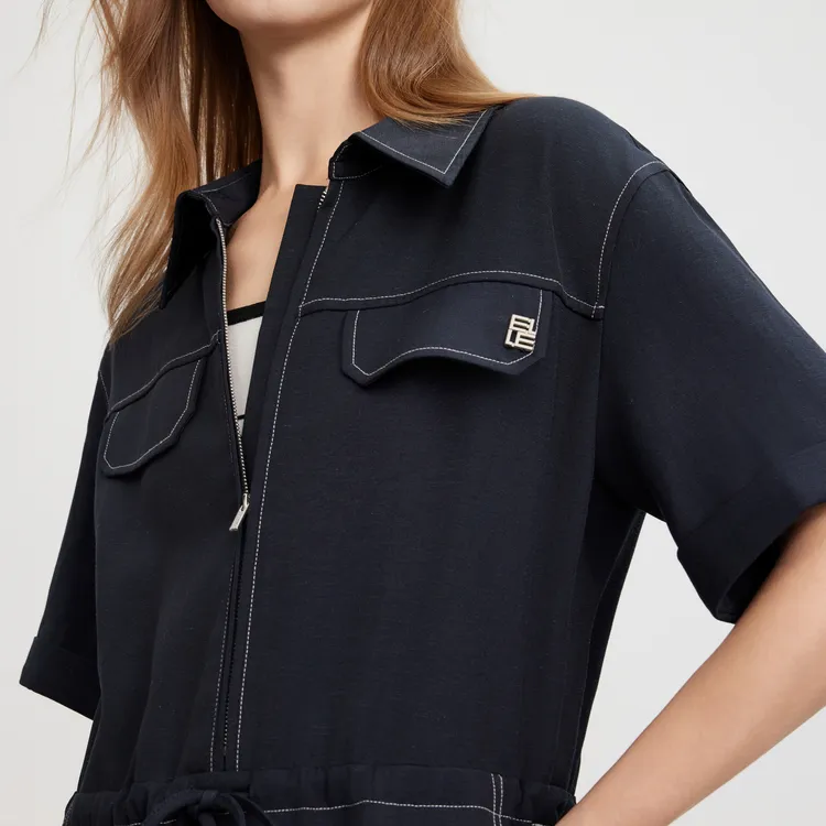 ELLE Short Sleeved Dress Women's Navy Blue-5