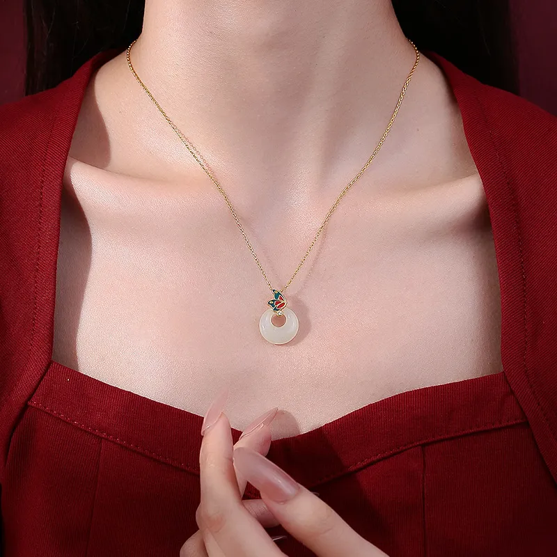 Royal Heaven's Choice Hetian Jade Necklaces Pale Greenish White Jade Unisex-3