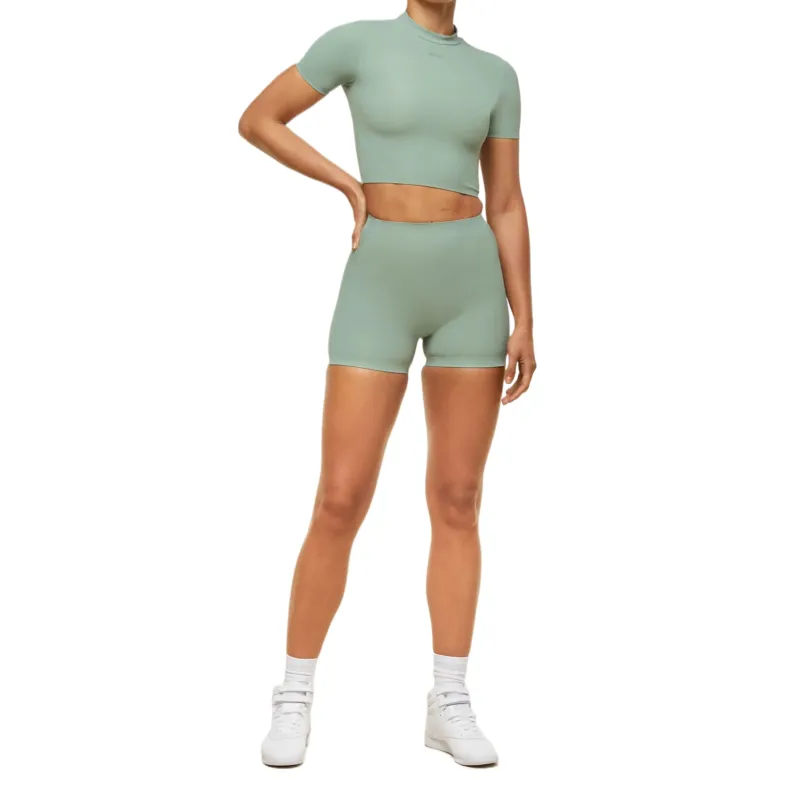 GYMSHARK Everywear Cropped Active Tee Workout Clothing Women's Green-2