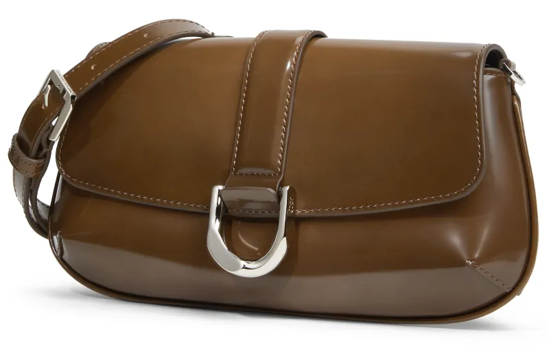 CHARLES&KEITH Cow Leather Crossbody Bag, Shoulder Bag Trumpets Women's Noir Black/Brown-7