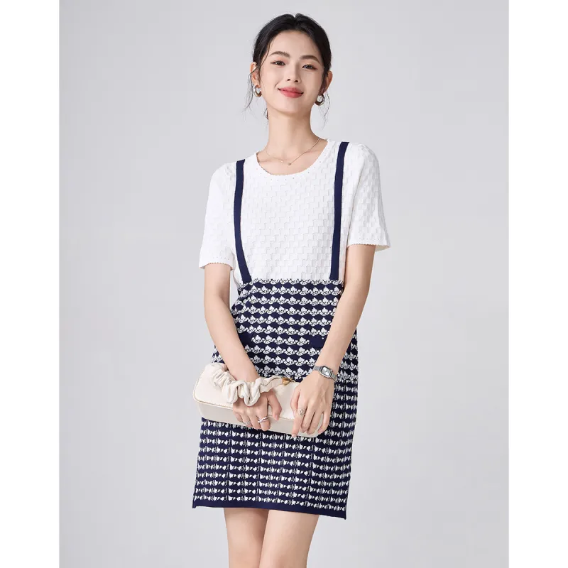 Love Elaine Short Sleeved Dress Women's Beige Apricot & Blue-5