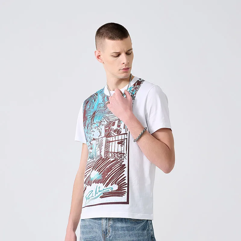 DAVID NAMAN T Shirts Men Blue With White Lettering-8