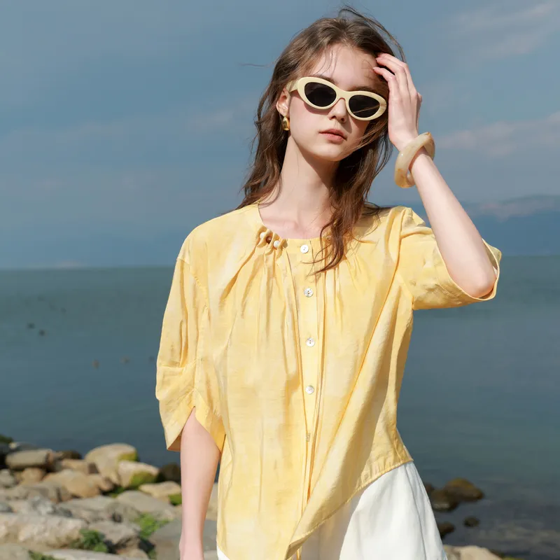 3COLOUR Shirts Women's Yellow Blended-4