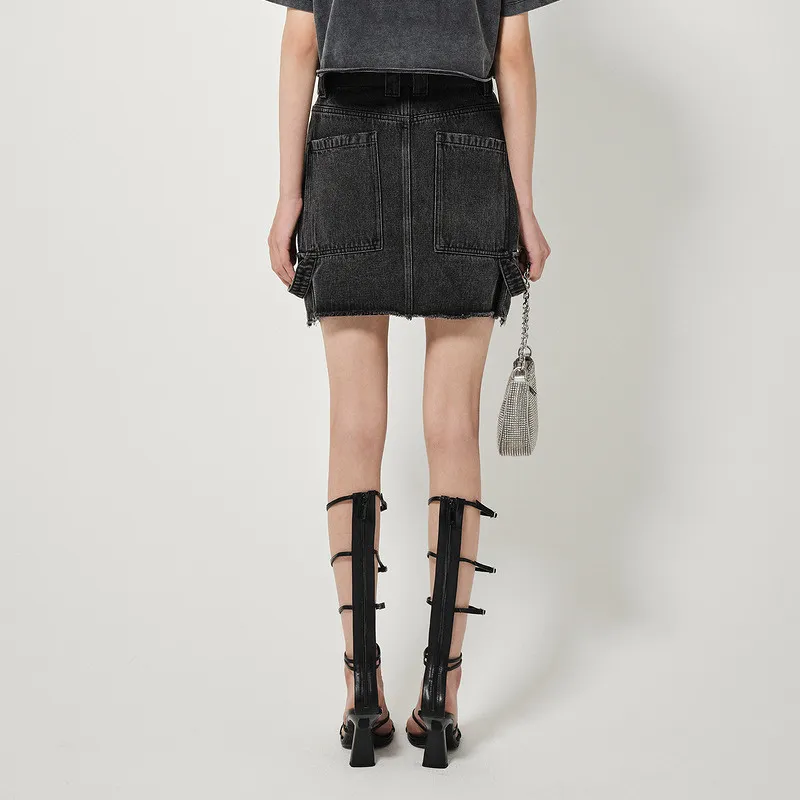 D'zzit Denim Short Skirts Women's Black-4