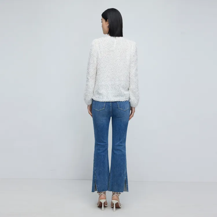SHUIYUNJIAN Chiffon Shirts Women's Ivory White-5