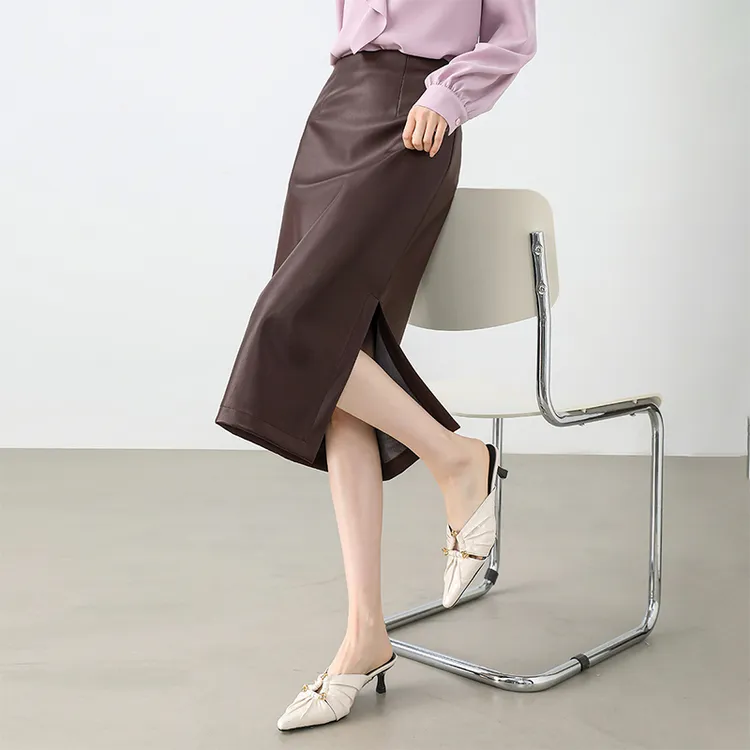 SENTUBILA Leather Long Skirts Women's-3