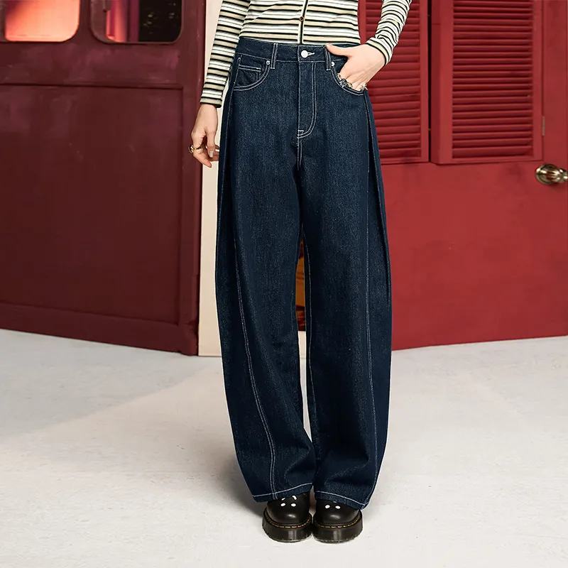 ELF SACK Deconstructed Minimalist Style Versatile Wide Leg Jeans Women's-2