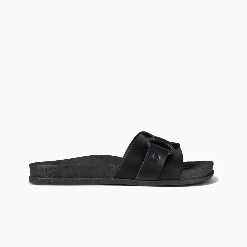 REEF Rubber Sole Quiet Slide Slippers Women's Black-1