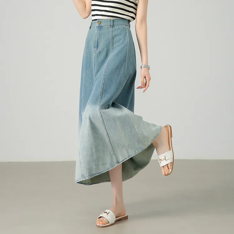 SENTUBILA Casual Long Skirts Women's Mountain Tai Blue-3