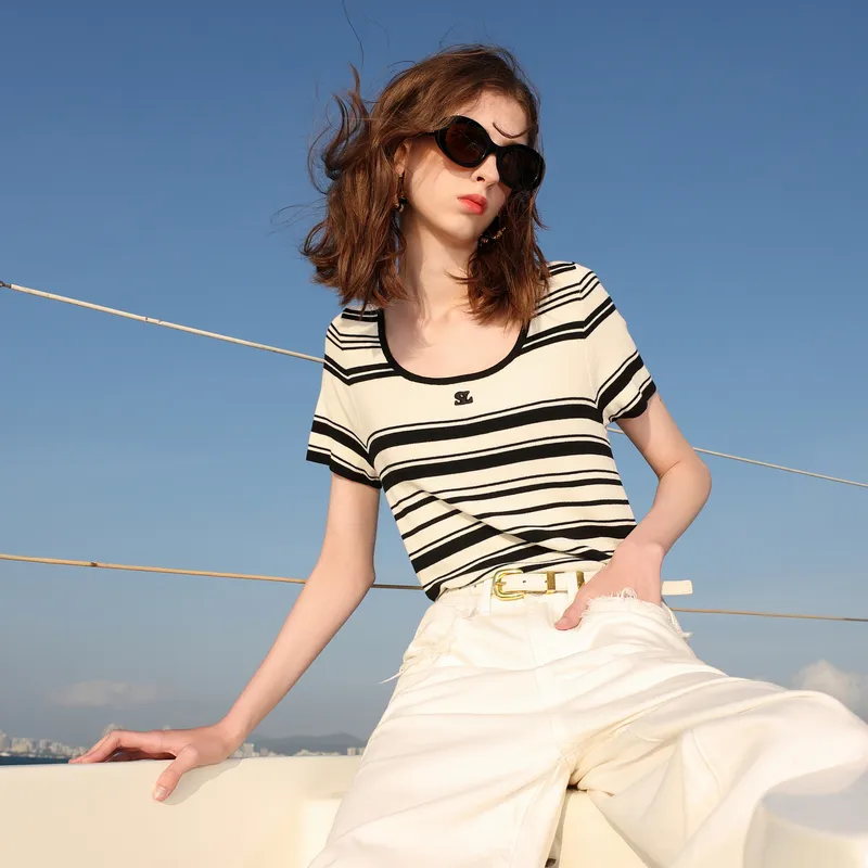 3COLOUR Knitwear Women's Black Rice Stripes-6