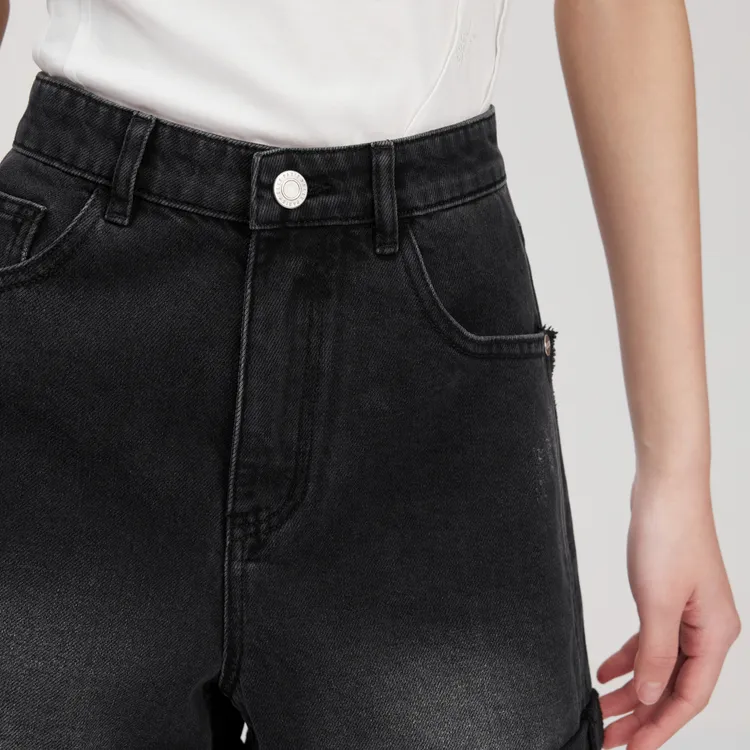 ELLE Denim Shorts Women's Dark Gray-3