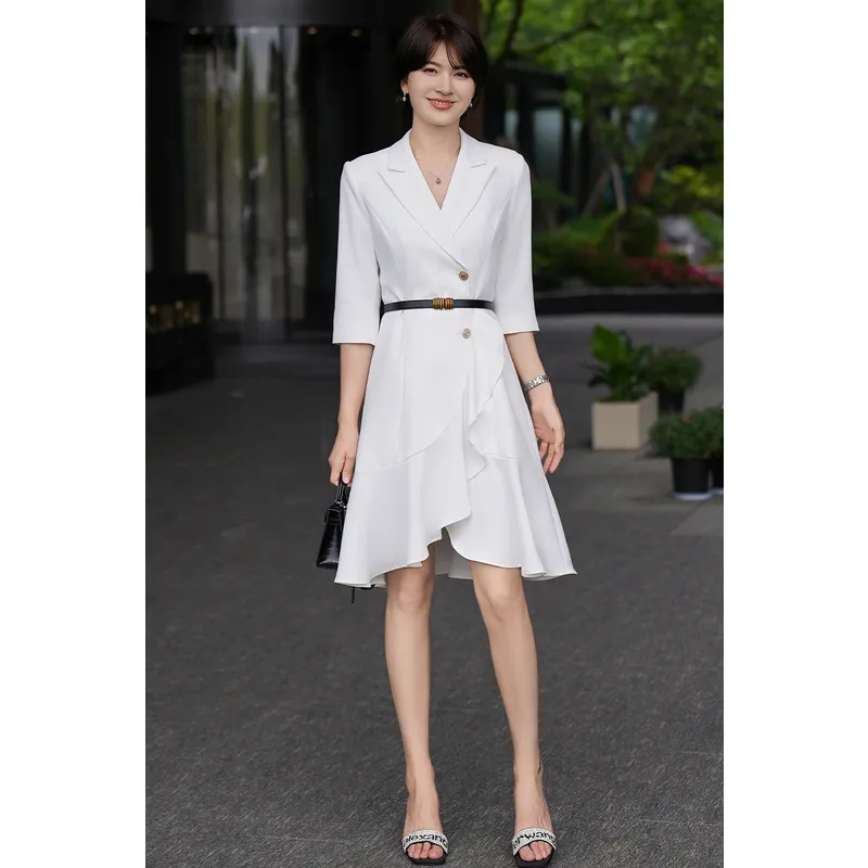 ONE SHALLOW Long-Sleeved Dresses Women's White-4