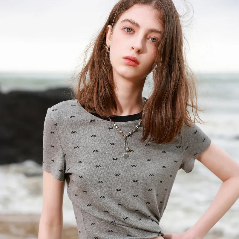 3COLOUR T Shirts Women's Heather Gray-3