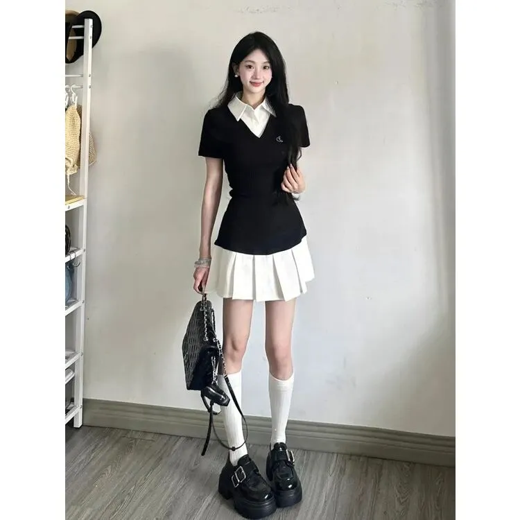 XIANSINIAO Short Sleeved Dress Women's-3