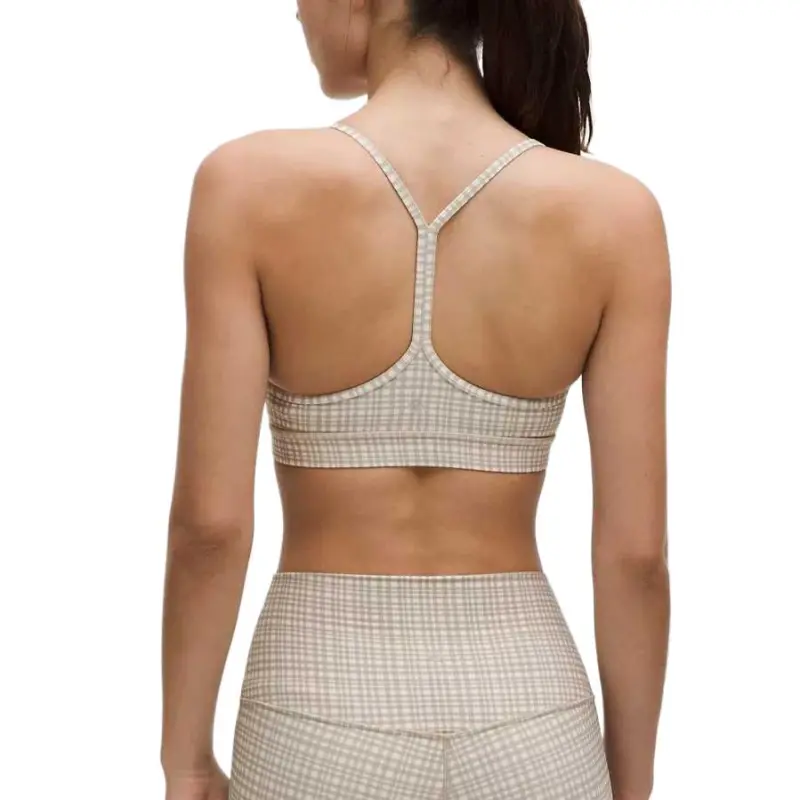 Lululemon Flow YNulu Bra Sports Underwear Women's 1 Pack Glossy Mesh Light Ivory-1