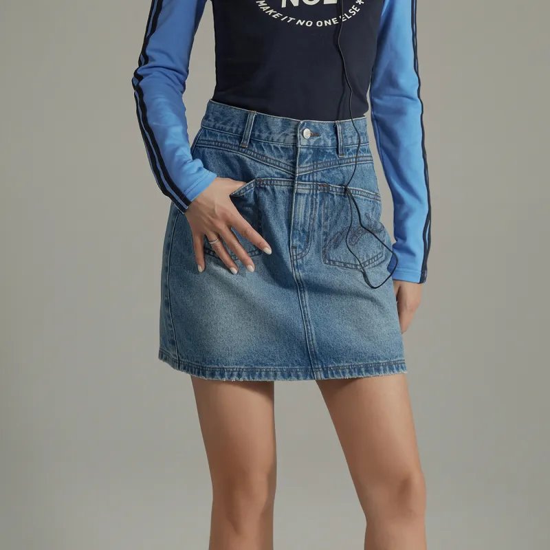 NO ONE ELSE Denim Short Skirts Women's Denim Blue-3