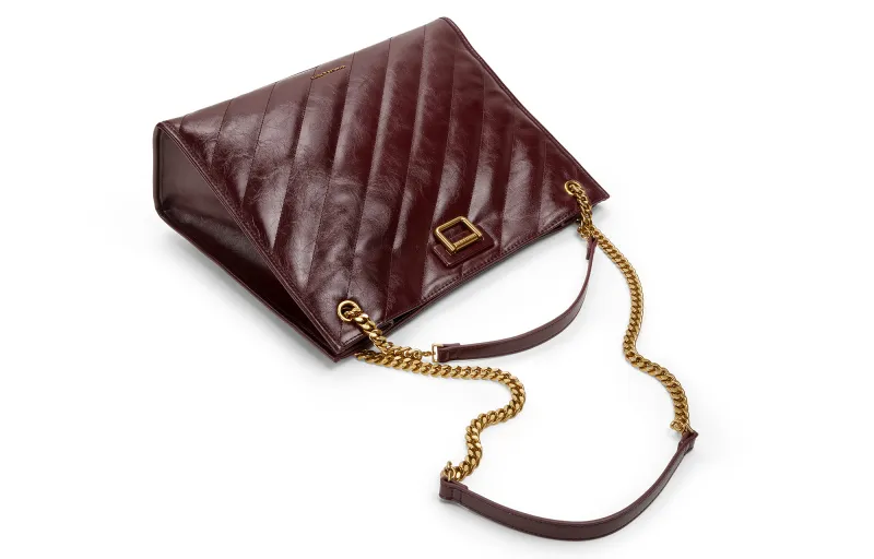 CHARLES&KEITH PU Shoulder Bag Large Size Women's Black/Milk White/Fuchsia-7
