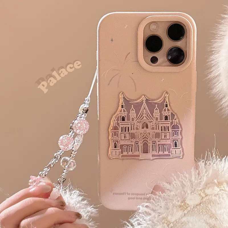 QIZHENG ABS+PC Material Laser Pink Castle Phone Case Compatible With Apple 16 Pro Max/15/14/13/12/11-1