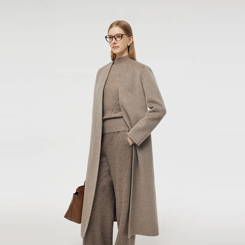 GOELIA Winter Coat Women's Flower Camel-3
