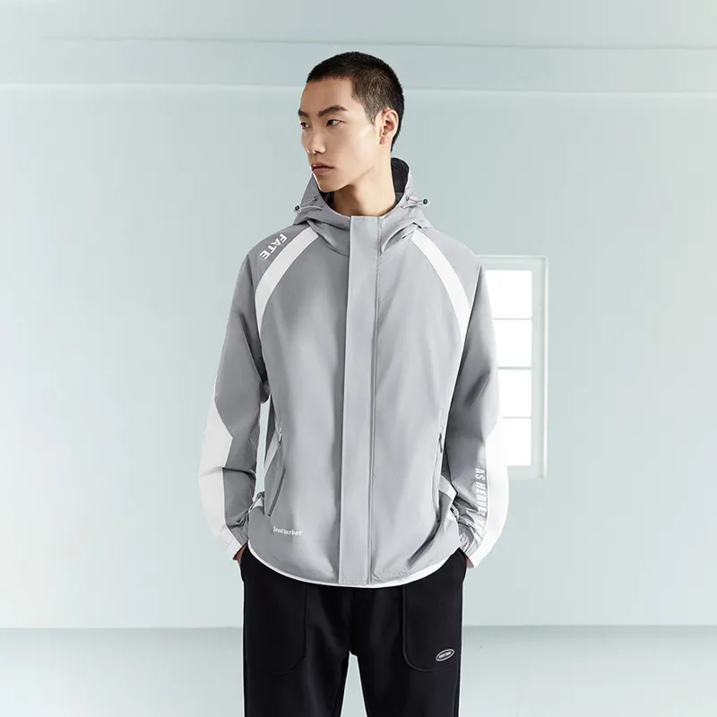 HLA Jackets Men Blue Gray Splicing 58-2