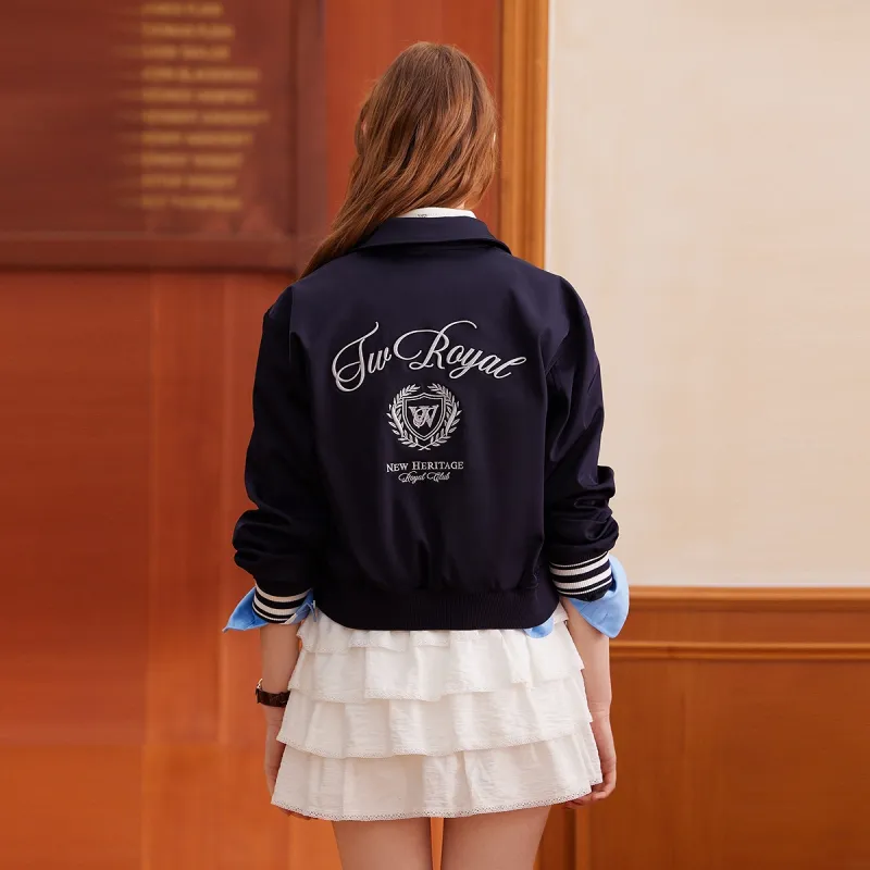 Teenie Weenie Cropped Coat Women's Navy Blue-3