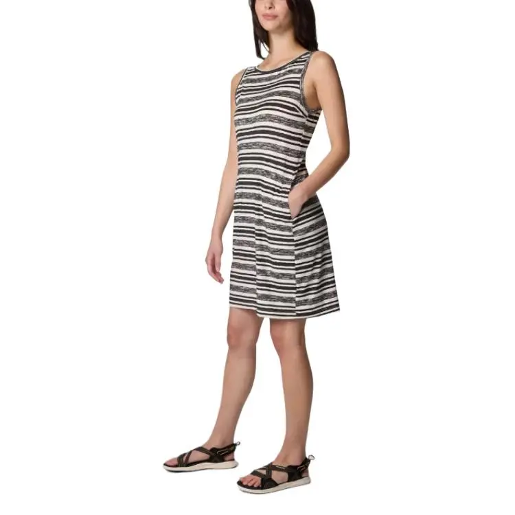 Columbia Chill River Sleeveless Dress Women's White Spaced Stripes-2