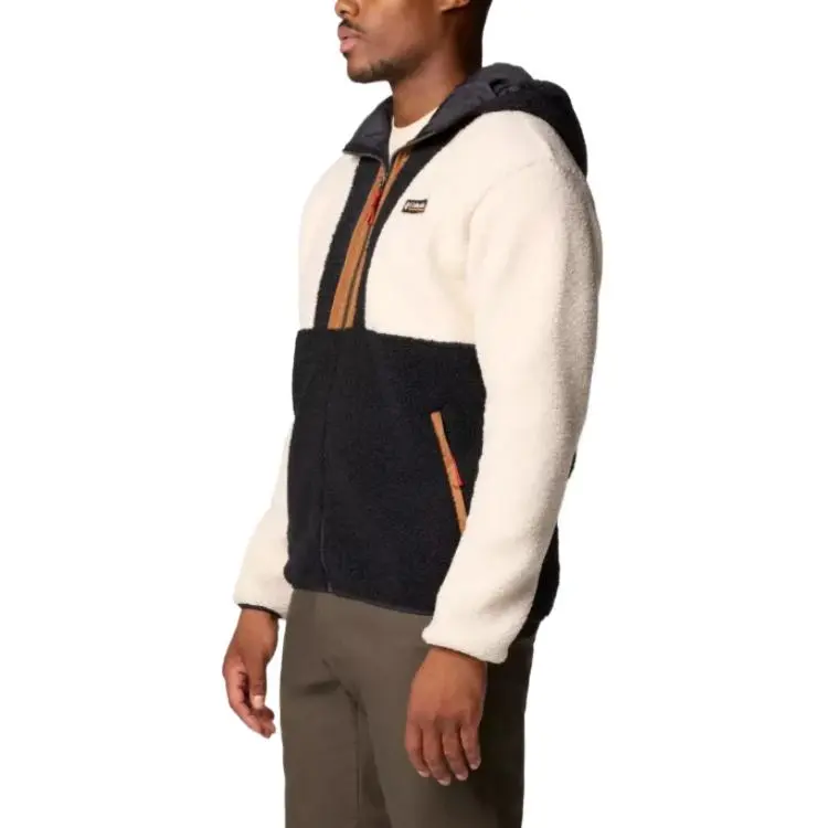 Columbia Backbowl™ II Remastered Full Zip Fleece Hoodie Velvet-feel Coat Men's Black White-2