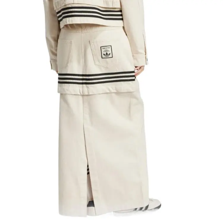 Adidas Originals SS25 Casual Long Skirts Women's Natural Denim Beige Yellow-1