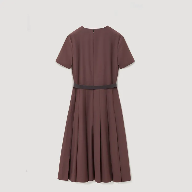 OVV Short Sleeved Dresses Women's Brick Red Solid Color A1-2