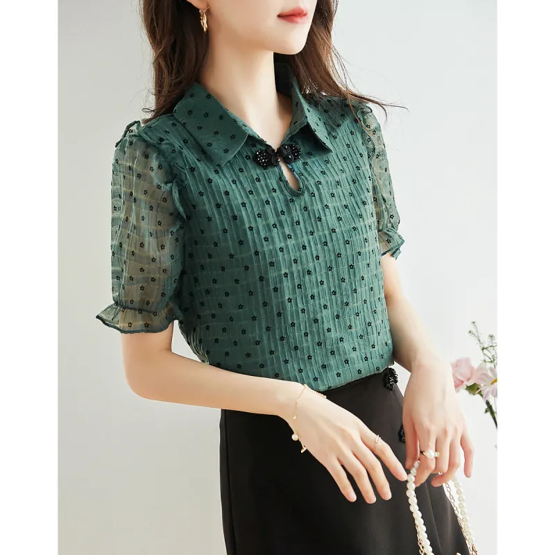Like The Age Of Water Summer Shirt Loose Fit Women's Blue Green-2