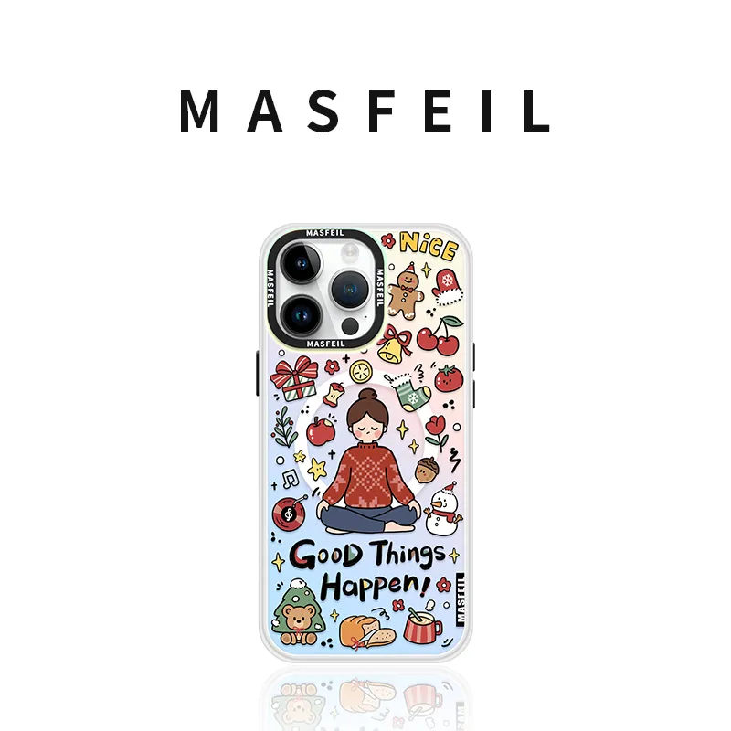 Marsfield Acrylic Material Double Layer IMD Laser Magnetic Case Phone Cases Compatibility Apple 16/15/14/13 Pro/Max-1