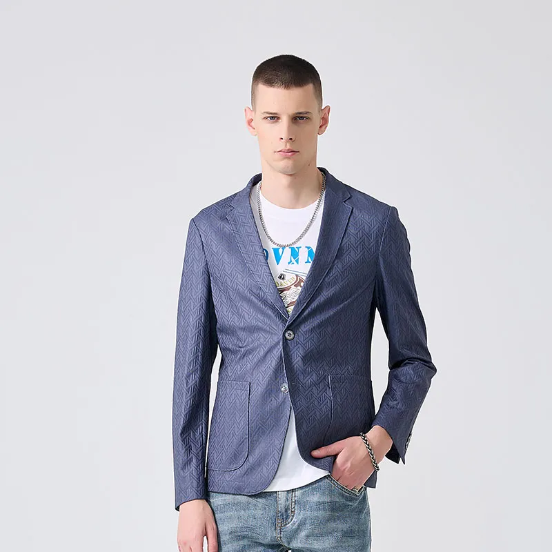 DAVID NAMAN Business Suits Men Light Gray Blue-5