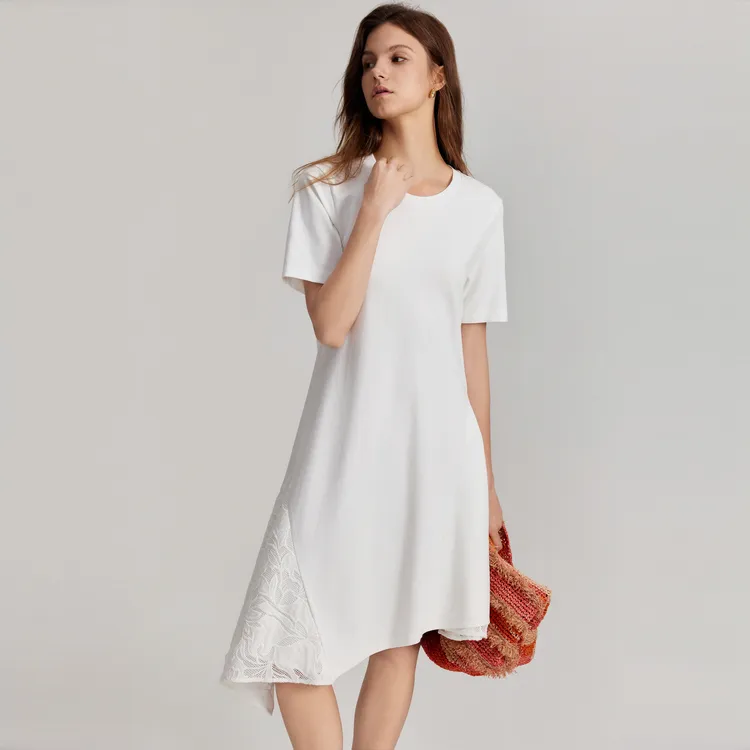 ELLE Summer Short Sleeved Skirt Women's White-5