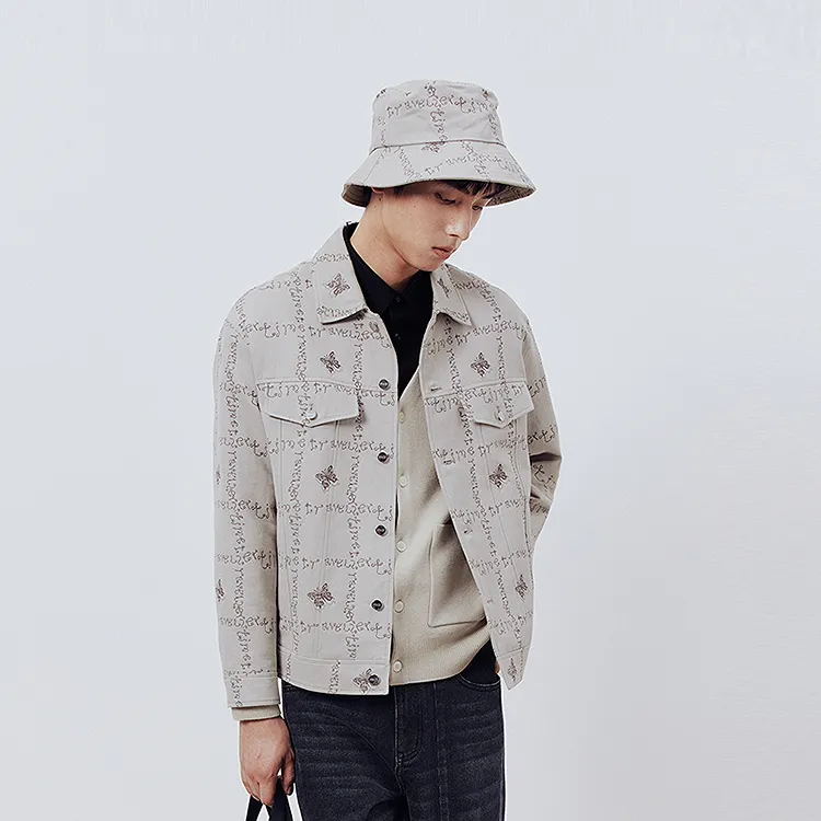 PEACEBIRD MEN Jackets Men Gray White 1 Loose Fit-3
