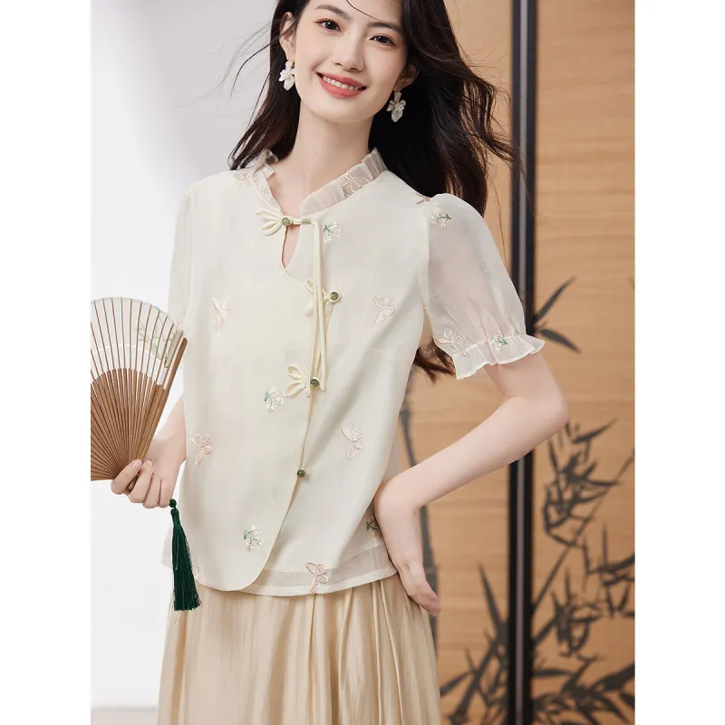 XINFEIYU T Shirts Women's Beige-1