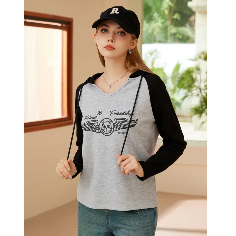 FAWENXIANGZI Raglan Sleeve T Shirt Women's Light Gray-3