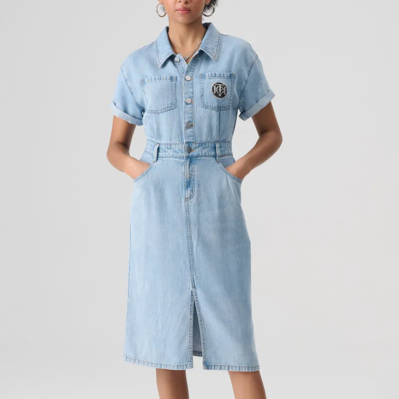 TCH Short Sleeved Dress Women's Denim Blue-2