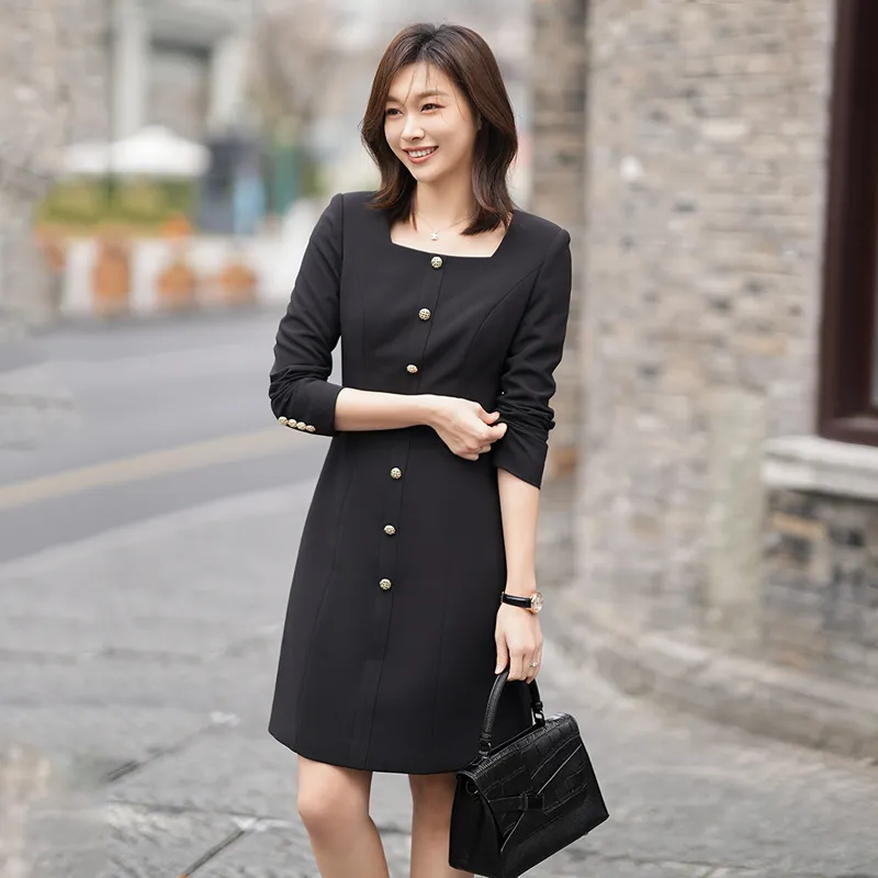 ONE SHALLOW Long Sleeved Dresses Women's Black-1