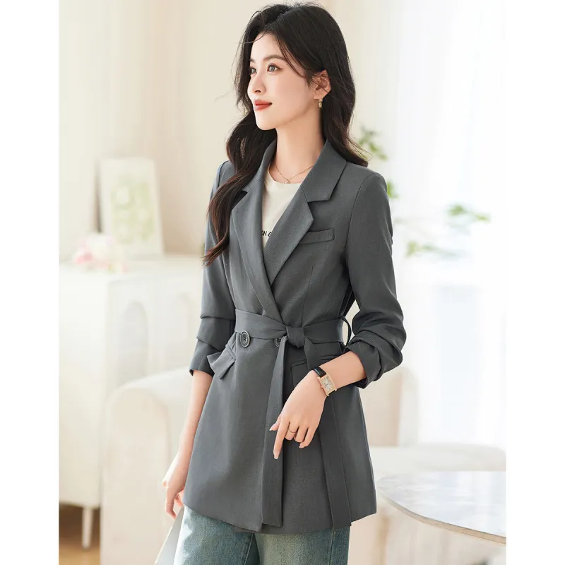 Like The Age Of Water Spring, Winter Business Suit Straight Women's Gray-0