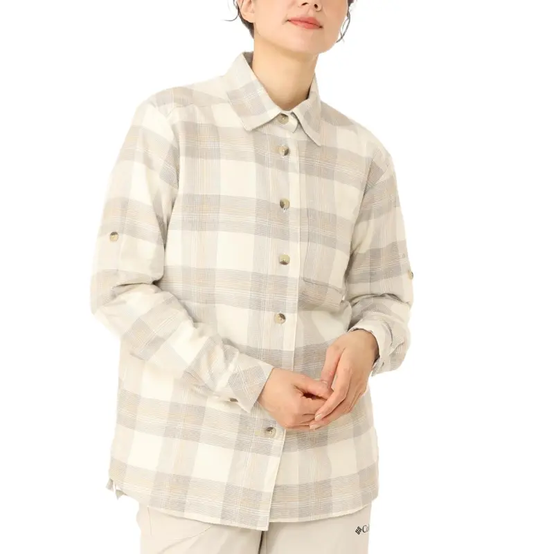 Columbia Holly Hideaway Shirt Women's Pink Chalk Buffalo Plaid Nee-2