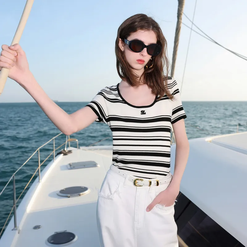 3COLOUR Knitwear Women's Black Rice Stripes-4